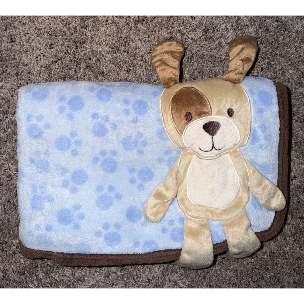 Koala‎ Baby Brown Blue Paw Print 3D Puppy Dog Baby Security Blanket Lovey Fleece